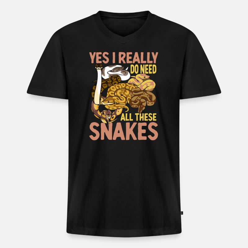 Python Schlange Geschenk - Männer Premium Bio T-Shirt mit V-Ausschnitt - Schwarz