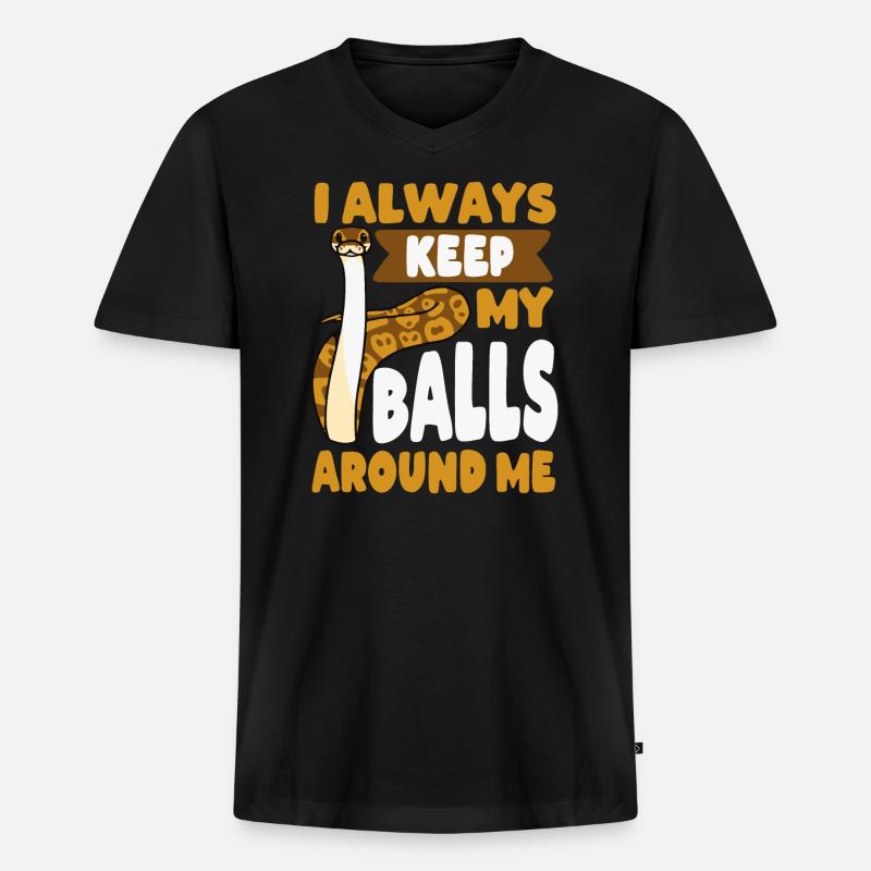 Ball Python Schlange Reptil Königspython - Männer Premium Bio T-Shirt mit V-Ausschnitt - Schwarz