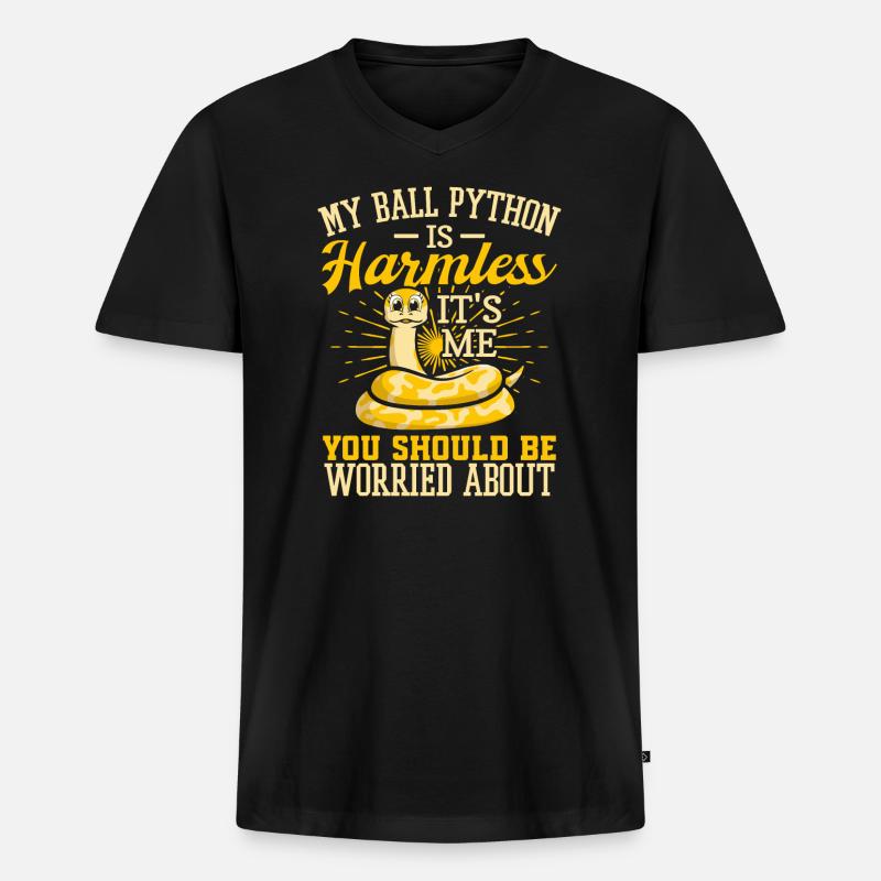 Königspython Schlange Python - Männer Premium Bio T-Shirt mit V-Ausschnitt - Schwarz