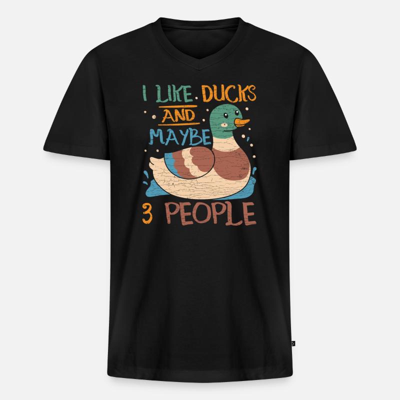 Ente Entchen Geschenk - Männer Premium Bio T-Shirt mit V-Ausschnitt - Schwarz