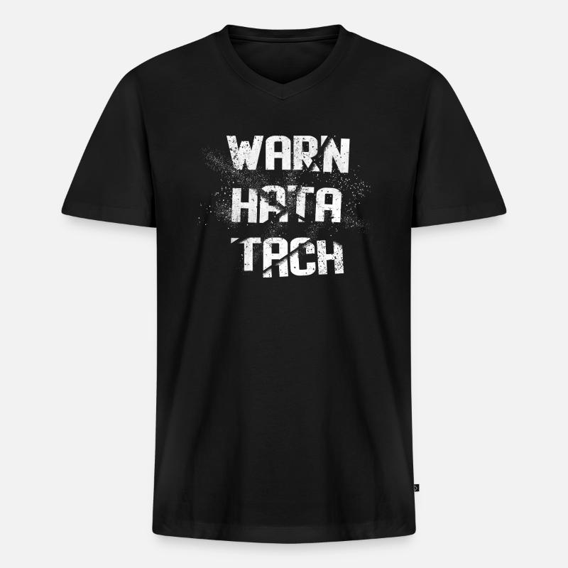 Warn hata tach - Männer Premium Bio T-Shirt mit V-Ausschnitt - Schwarz