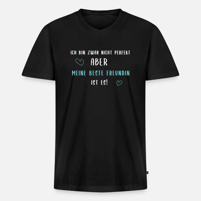 Beste Freundin Perfektion Liebe - Männer Premium Bio T-Shirt mit V-Ausschnitt - Schwarz