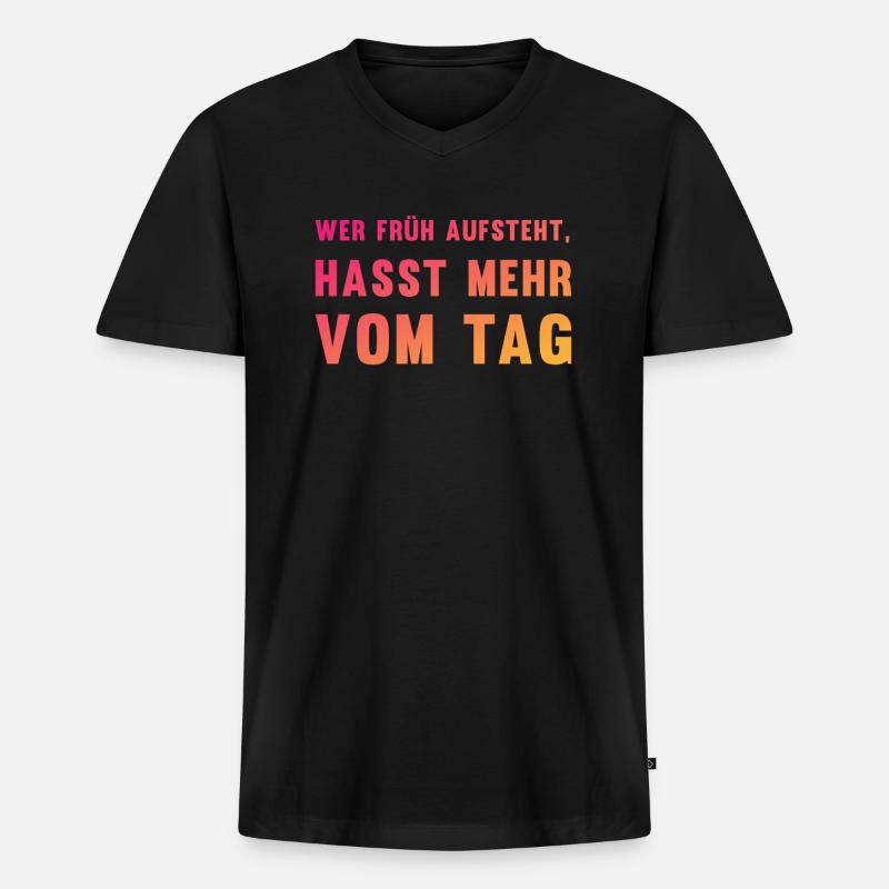 Ironischer Morgenmuffel-Spruch Geschenk - Männer Premium Bio T-Shirt mit V-Ausschnitt - Schwarz
