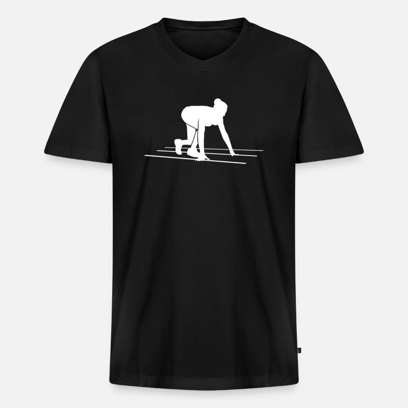 Sprint-Start Superfrau - Geschenk - Männer Premium Bio T-Shirt mit V-Ausschnitt - Schwarz