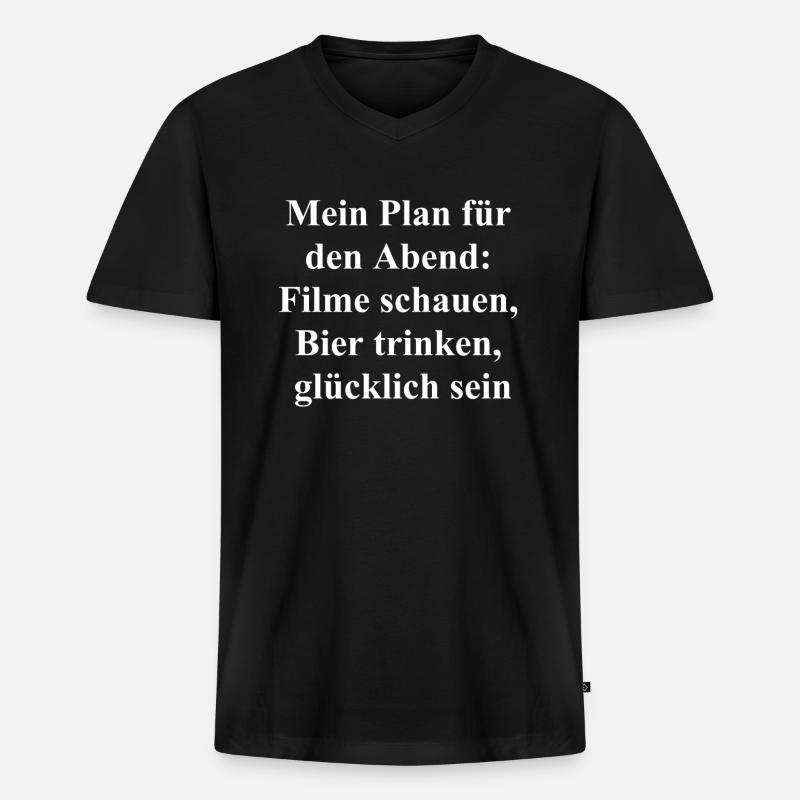 Geschenkidee Filmabend - Männer Premium Bio T-Shirt mit V-Ausschnitt - Schwarz