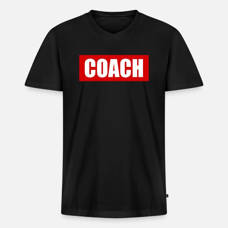 Coach - Männer Premium Bio T-Shirt mit V-Ausschnitt - Schwarz
