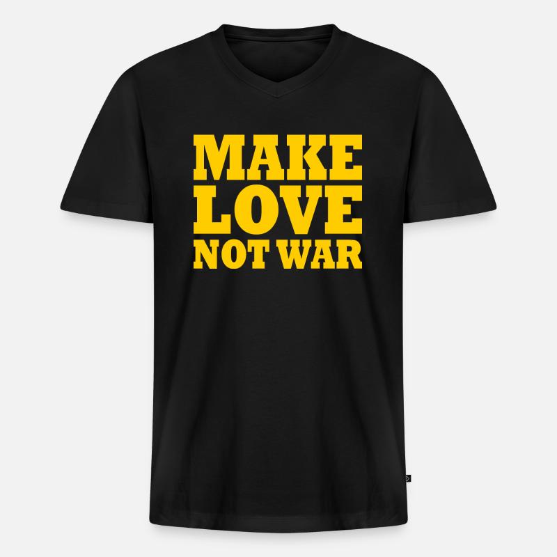 Make love not war - Männer Premium Bio T-Shirt mit V-Ausschnitt - Schwarz