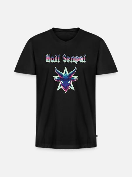 Hail Senpai Neon - Men's Premium Organic T-shirt with V-neck - black