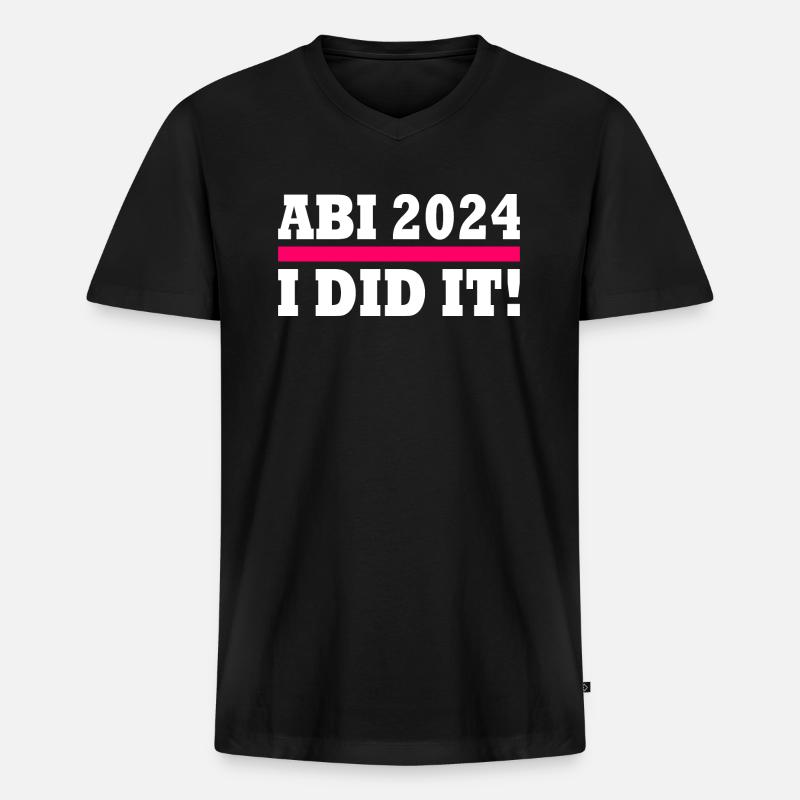 Abi 2024 - Männer Premium Bio T-Shirt mit V-Ausschnitt - Schwarz