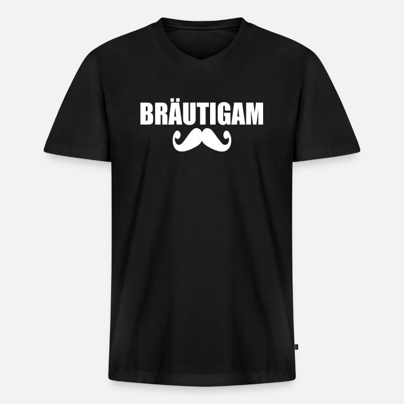 bräutigam - Männer Premium Bio T-Shirt mit V-Ausschnitt - Schwarz