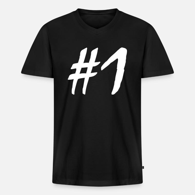 #1 - Männer Premium Bio T-Shirt mit V-Ausschnitt - Schwarz