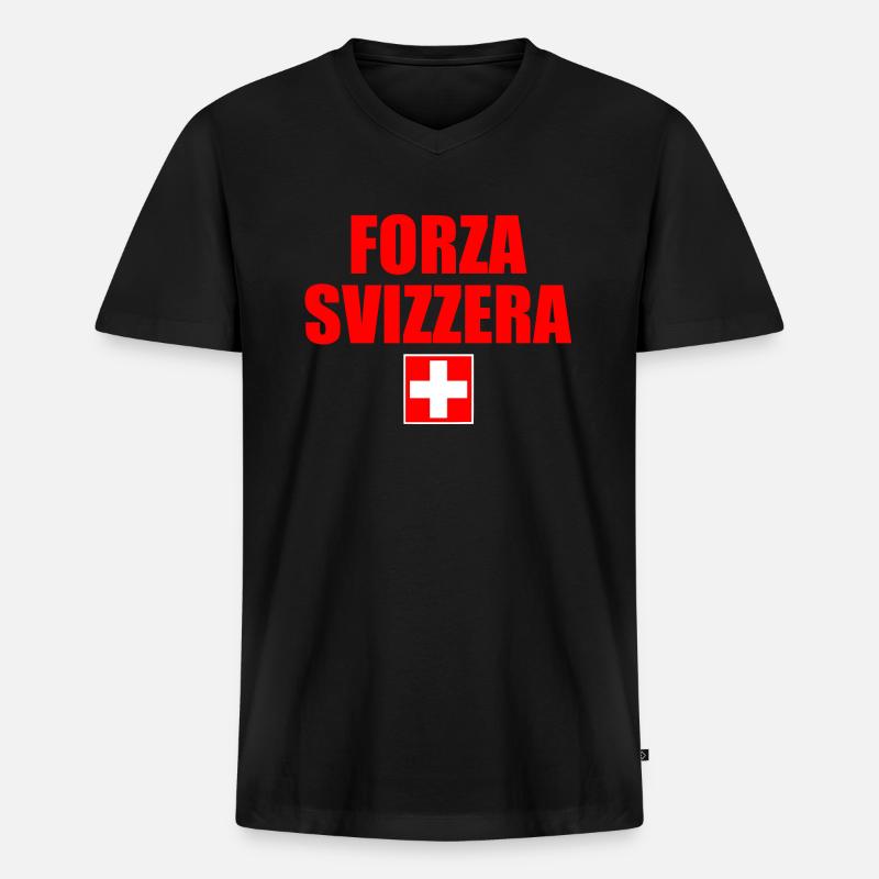 Schweizer Stärke - Männer Premium Bio T-Shirt mit V-Ausschnitt - Schwarz