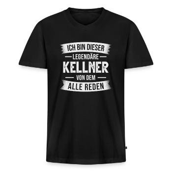 Kellner Gastronomie Servicekraft Bedienung - Männer Premium Bio T-Shirt mit V-Ausschnitt - Schwarz - Vorne - Nico (187cm)