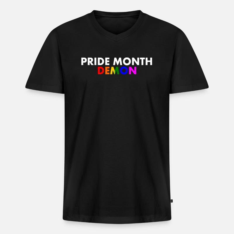 pride month demon - Männer Premium Bio T-Shirt mit V-Ausschnitt - Schwarz