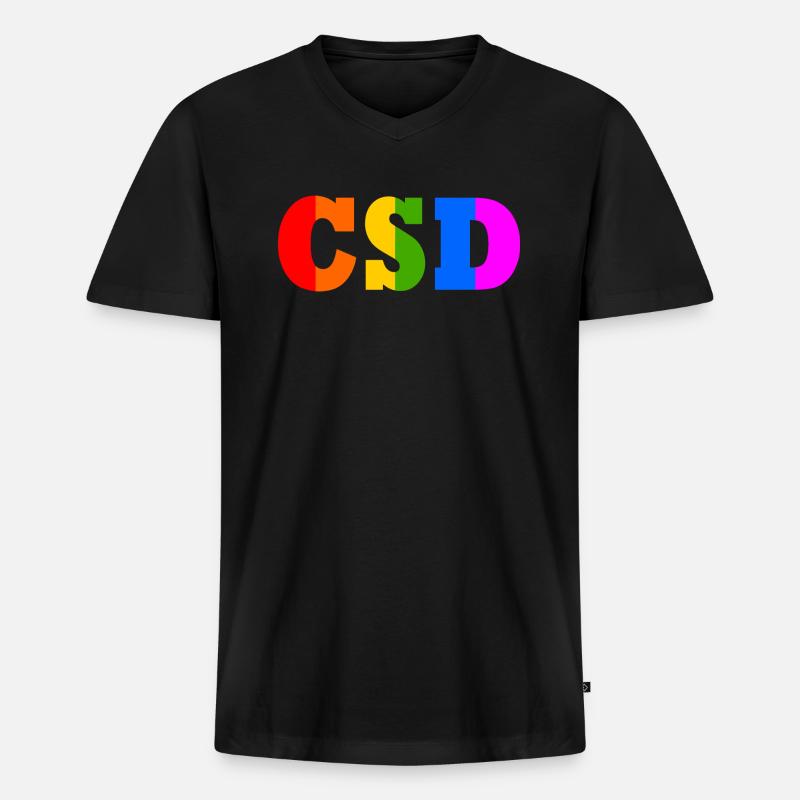 Csd - Männer Premium Bio T-Shirt mit V-Ausschnitt - Schwarz