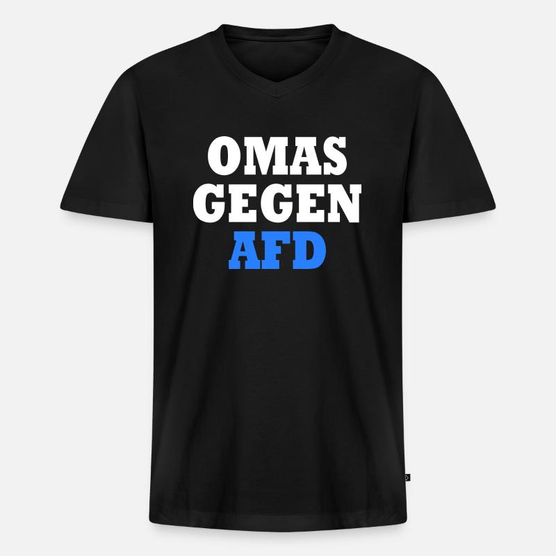 Omas gegen afd - Männer Premium Bio T-Shirt mit V-Ausschnitt - Schwarz