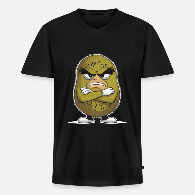 Kiwi - Männer Premium Bio T-Shirt mit V-Ausschnitt - Schwarz