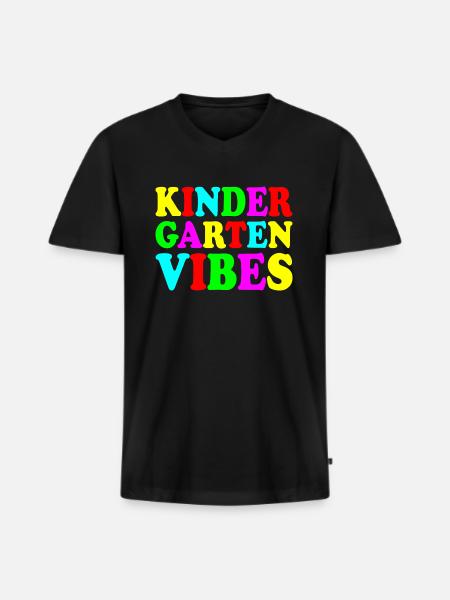 kindergarten vibes - Men's Premium Organic T-shirt with V-neck - black