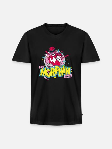 Power Rangers det är morfintid! - Ekologisk premium-T-shirt med V-ringning herr - svart