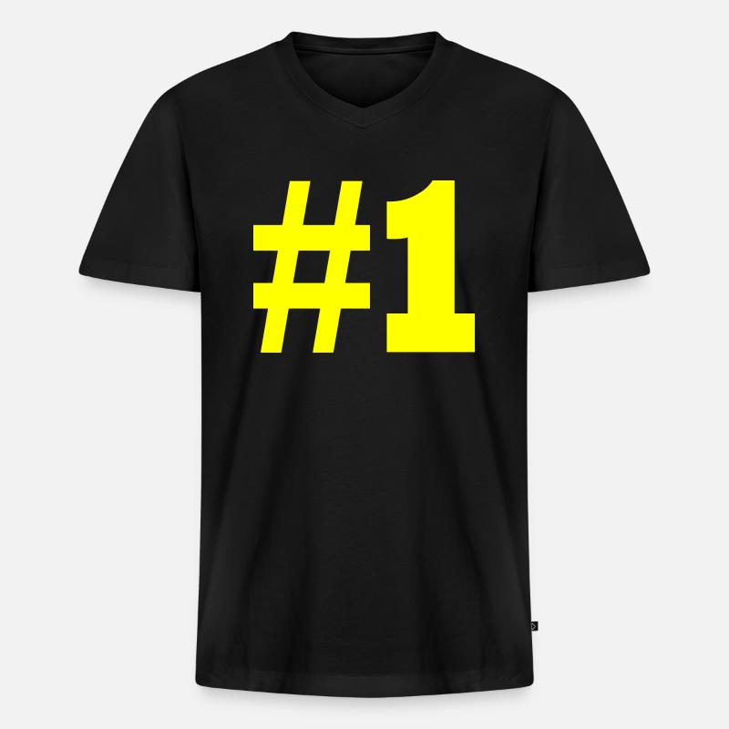 #1 - Männer Premium Bio T-Shirt mit V-Ausschnitt - Schwarz