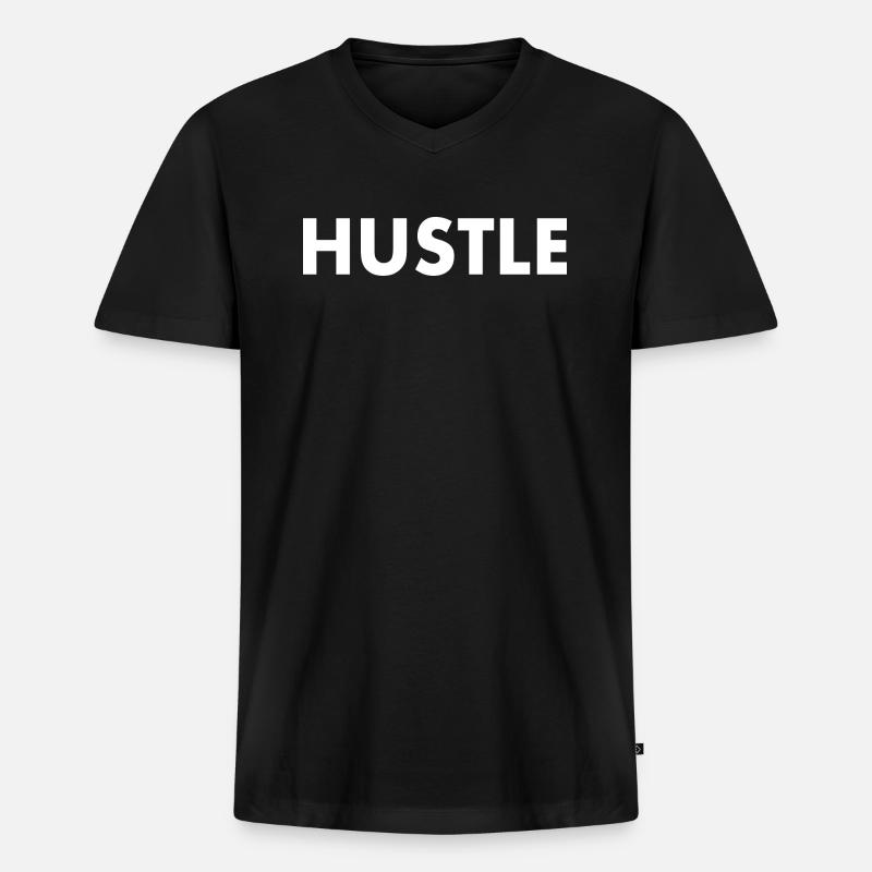 Hustle - Männer Premium Bio T-Shirt mit V-Ausschnitt - Schwarz