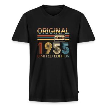 70. Geburtstag 70 Jahre Original 1955 - Männer Premium Bio T-Shirt mit V-Ausschnitt - Schwarz - Vorne - Nico (187cm)
