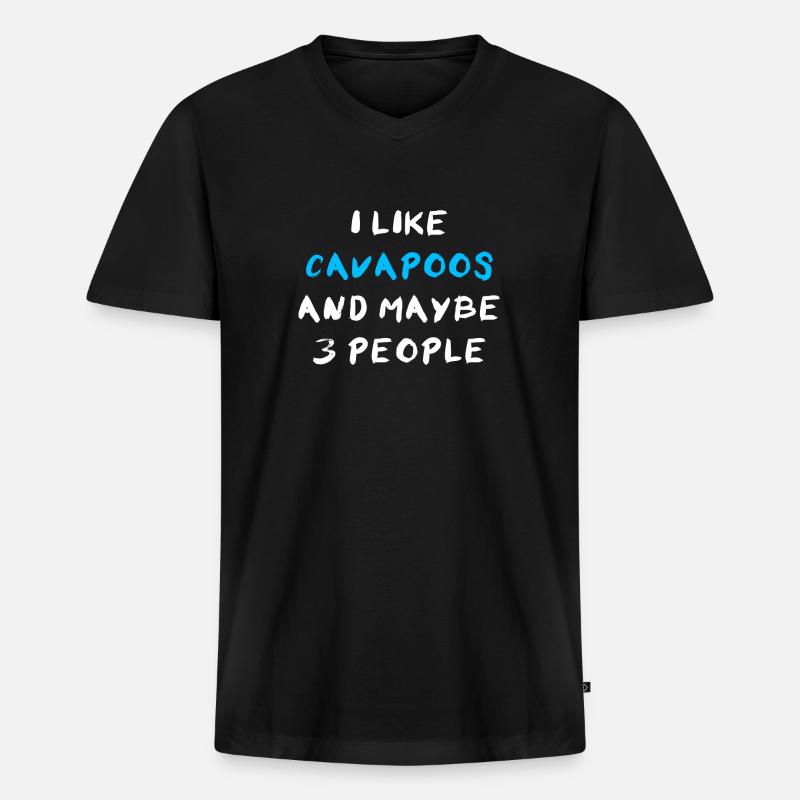 Cavapoo Cavoodle - Männer Premium Bio T-Shirt mit V-Ausschnitt - Schwarz