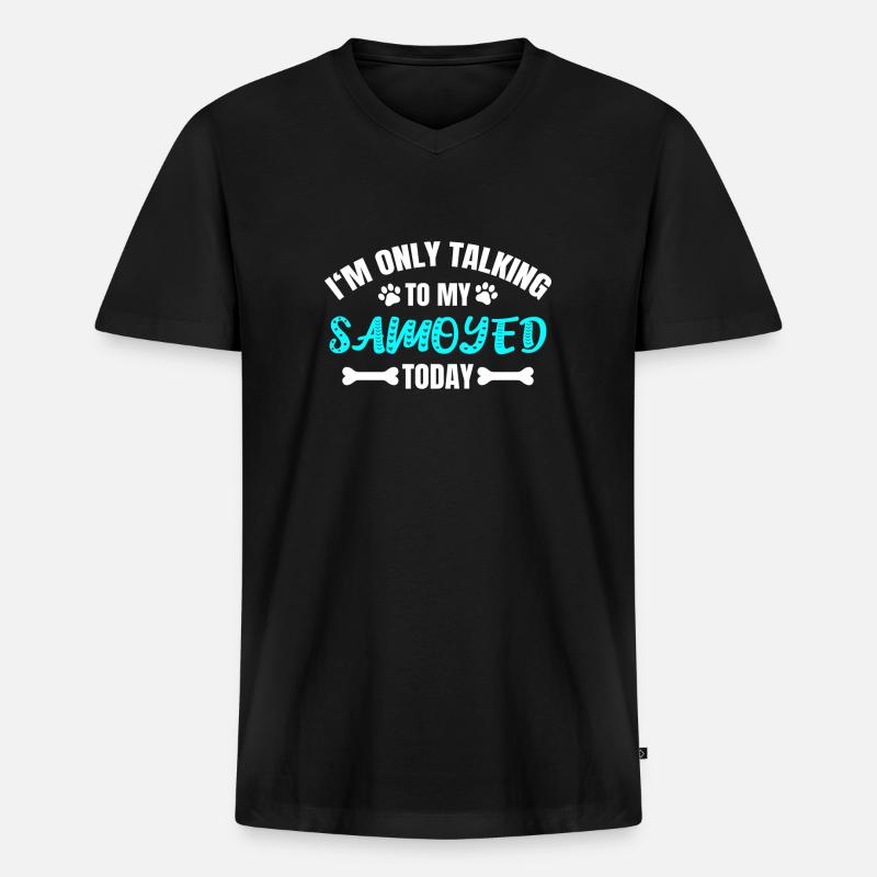 Samoyed Samojede - Männer Premium Bio T-Shirt mit V-Ausschnitt - Schwarz
