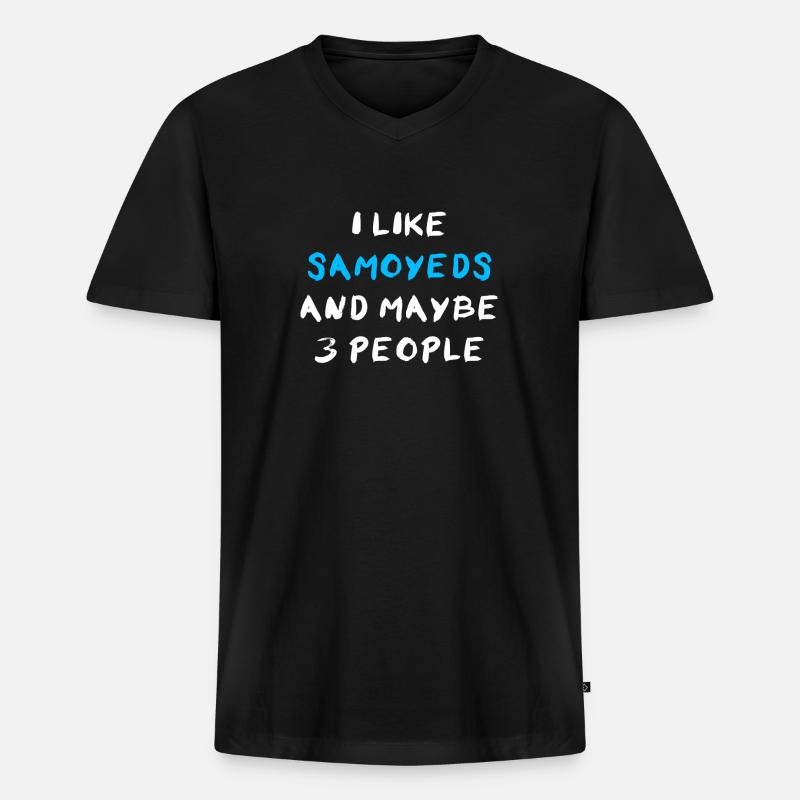 Samoyed Samojede - Männer Premium Bio T-Shirt mit V-Ausschnitt - Schwarz
