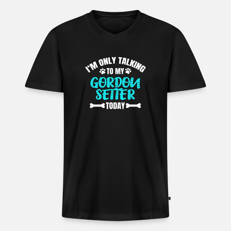 Gordon Setter - Männer Premium Bio T-Shirt mit V-Ausschnitt - Schwarz
