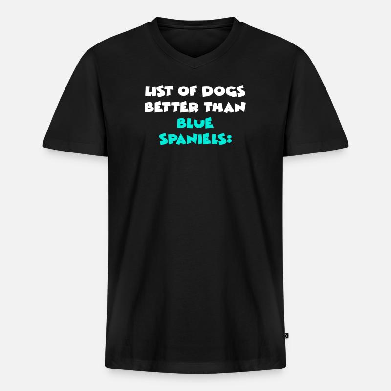 Blue Spaniels - Männer Premium Bio T-Shirt mit V-Ausschnitt - Schwarz