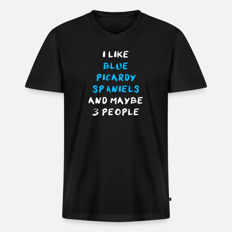 Blue Picardy Spaniel - Männer Premium Bio T-Shirt mit V-Ausschnitt - Schwarz