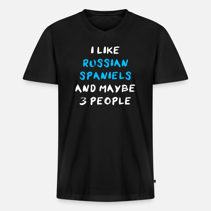 Russian Spaniel - Männer Premium Bio T-Shirt mit V-Ausschnitt - Schwarz