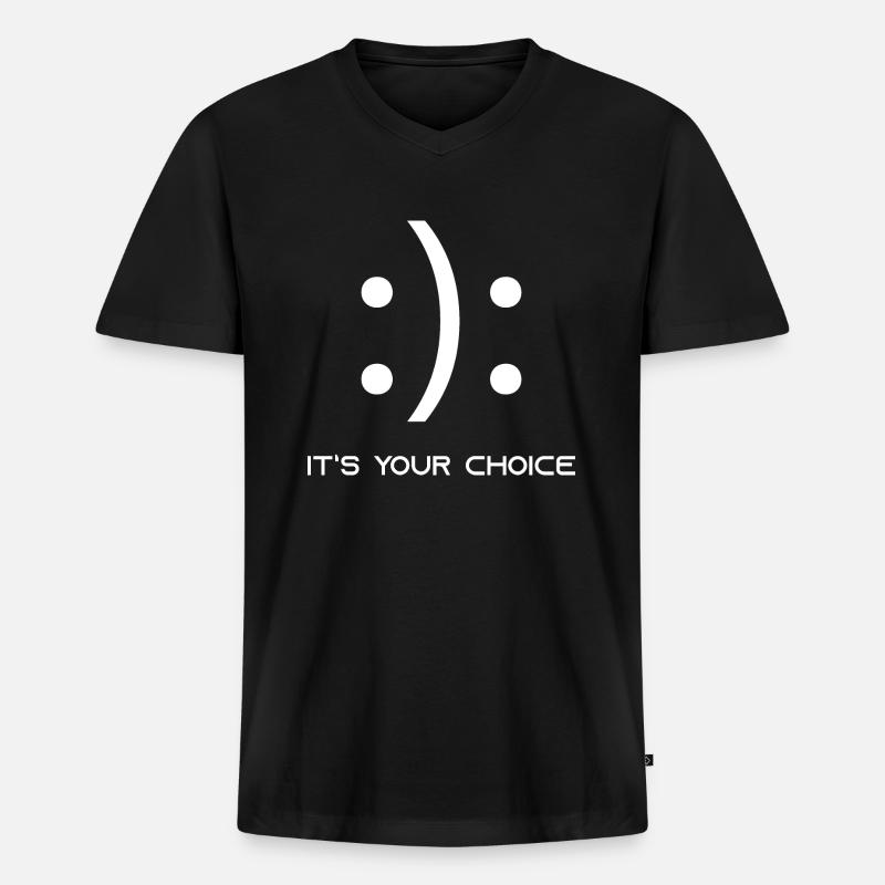 Spruch Emoji - Männer Premium Bio T-Shirt mit V-Ausschnitt - Schwarz