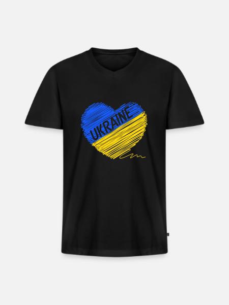 Ukraine Flag - Pray For Ukraine - Viva Ukraine - Men's Premium Organic T-shirt with V-neck - black