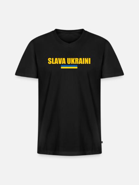 Slava ukraini - Men's Premium Organic T-shirt with V-neck - black