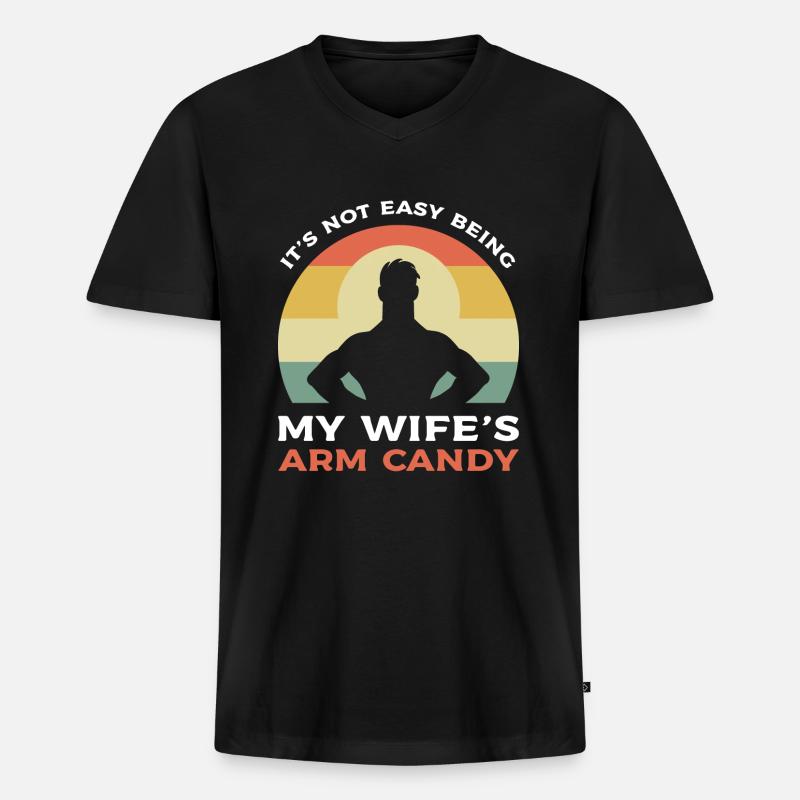 Arm Candy Ehemann - Männer Premium Bio T-Shirt mit V-Ausschnitt - Schwarz