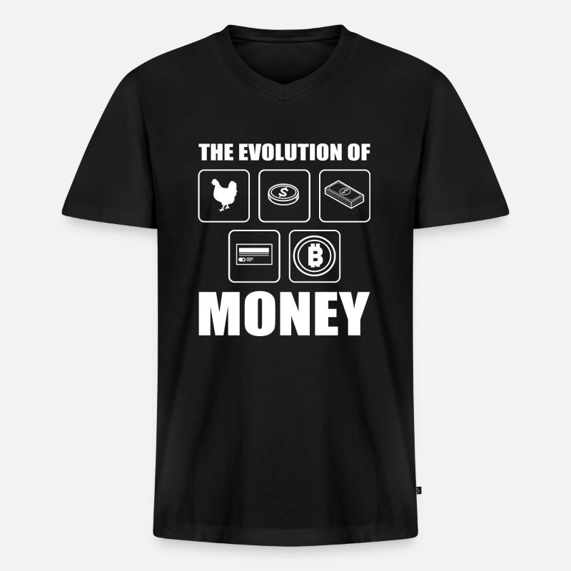 Bitcoin Evolution - Männer Premium Bio T-Shirt mit V-Ausschnitt - Schwarz