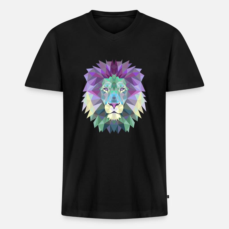 LÖWE POLYGON - Männer Premium Bio T-Shirt mit V-Ausschnitt - Schwarz