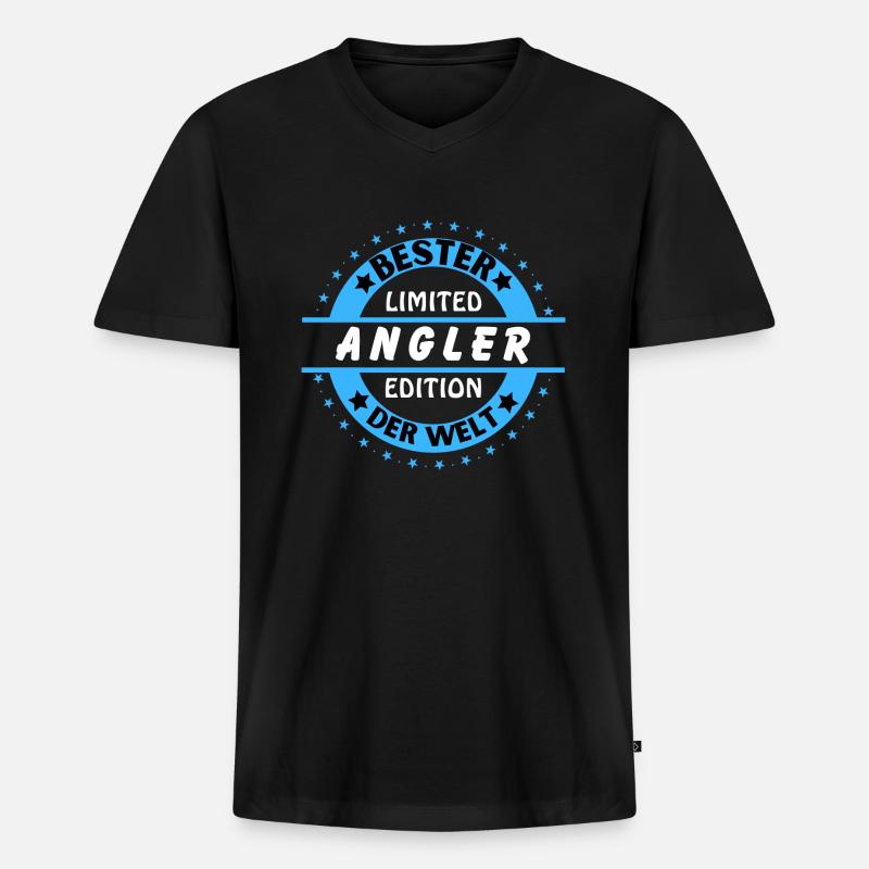 Bester Angler der Welt - Männer Premium Bio T-Shirt mit V-Ausschnitt - Schwarz