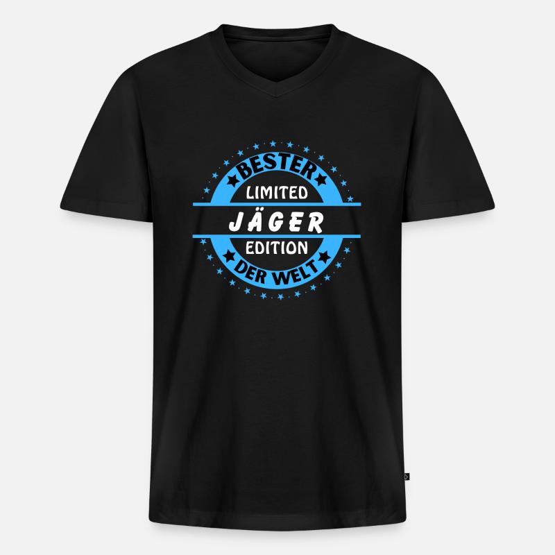 Bester Jäger der Welt - Männer Premium Bio T-Shirt mit V-Ausschnitt - Schwarz