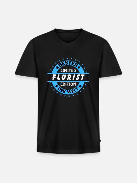 Meilleur fleuriste du monde - T-shirt encolure en V Premium bio Homme - noir