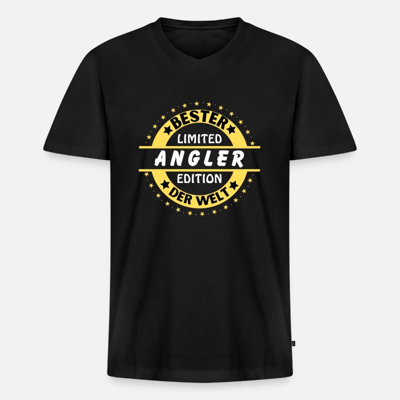 Bester Angler der Welt - Männer Premium Bio T-Shirt mit V-Ausschnitt - Schwarz