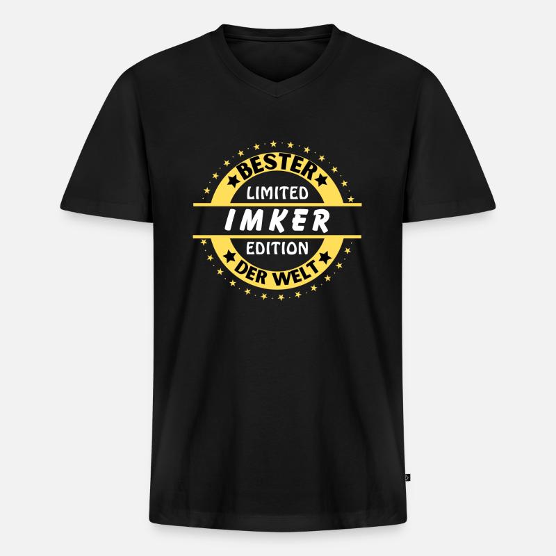 Bester Imker der Welt - Männer Premium Bio T-Shirt mit V-Ausschnitt - Schwarz
