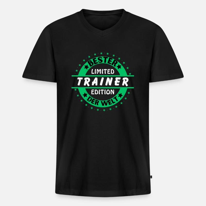 Bester Trainer der Welt - Männer Premium Bio T-Shirt mit V-Ausschnitt - Schwarz