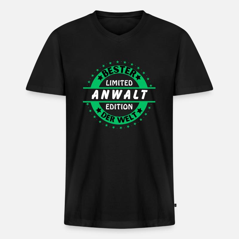 Bester Anwalt der Welt - Männer Premium Bio T-Shirt mit V-Ausschnitt - Schwarz