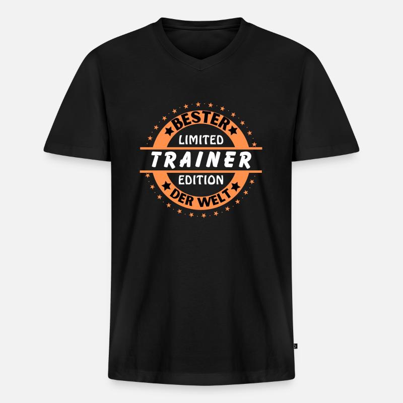 Bester Trainer der Welt - Männer Premium Bio T-Shirt mit V-Ausschnitt - Schwarz
