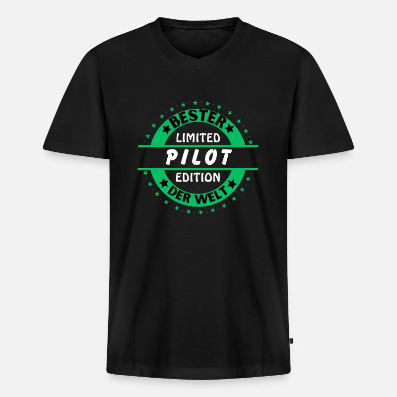 Bester Pilot der Welt - Männer Premium Bio T-Shirt mit V-Ausschnitt - Schwarz