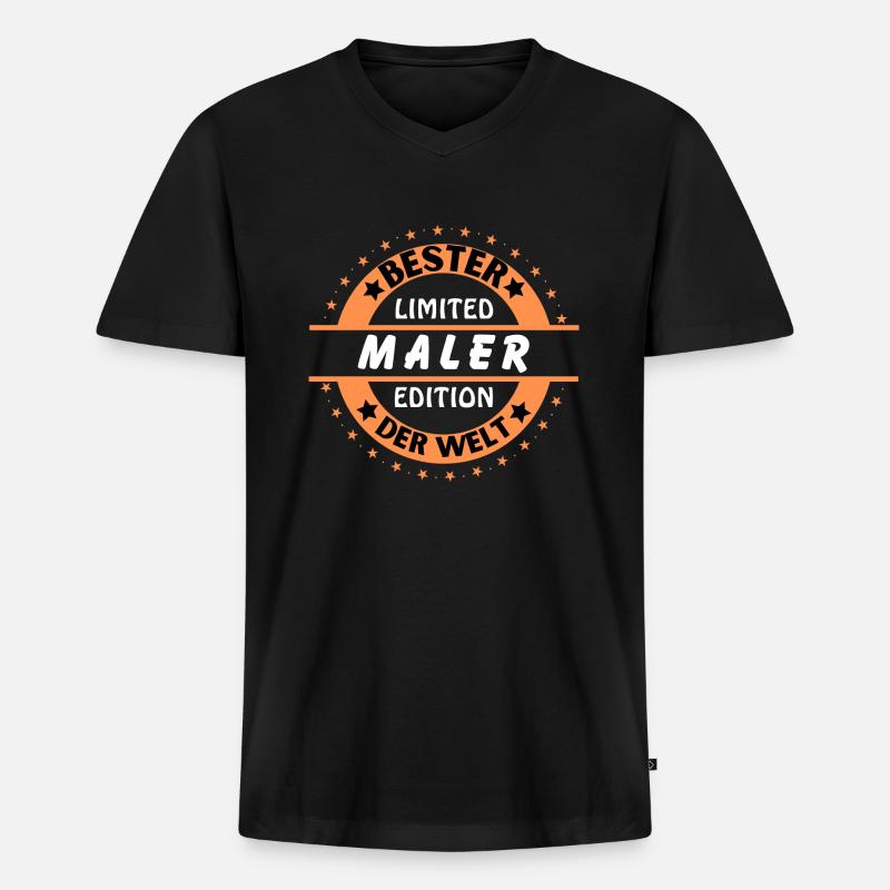 Bester Maler der Welt - Männer Premium Bio T-Shirt mit V-Ausschnitt - Schwarz