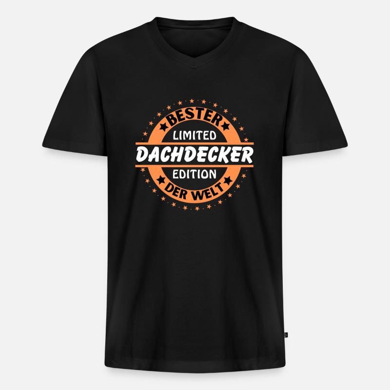 Bester Dachdecker der Welt - Männer Premium Bio T-Shirt mit V-Ausschnitt - Schwarz